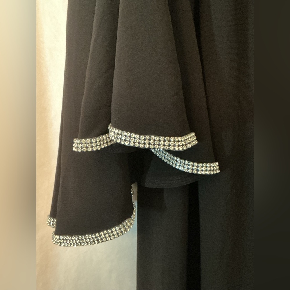 MSK Black Long-Sleeve A-Line Dress with Rhinestone Trim - Picture 2 of 8